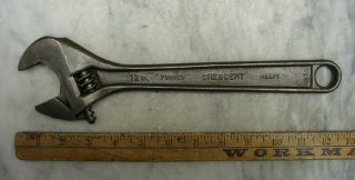 Old Tools,  Vintage Crescent Tool Co 12 " Adjustable Wrench,  Made In Usa,  Vgc