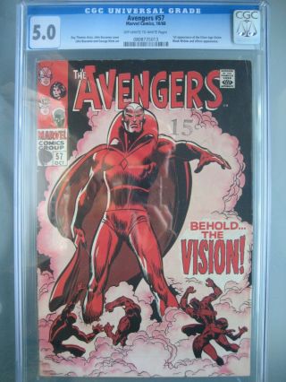 Avengers 57 Cgc 5.  0 Marvel Comics 1968 1st App Silver Age Vision