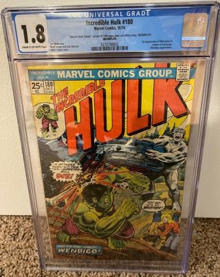 Incredible Hulk 180 1st Wolverine Cgc 1.  8 Missing Marvel Value Stamp Mvs