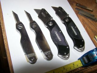 Utility Knives Box Cutters 4 Knives Vtg Stanley 10 - 049 Craftsman 9 - 9509 Husky