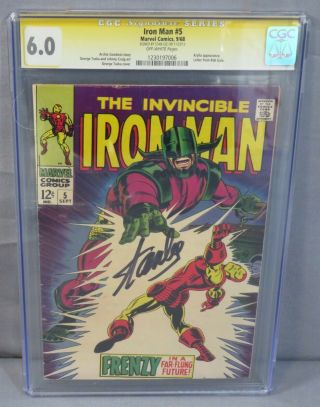 Iron Man 5 (stan Lee Signed) Cgc 6.  0 Fn Signature Series Marvel Comics 1968