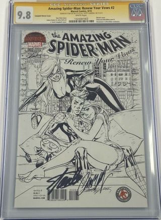 Spiderman Renew Your Vows 2 Sketch Signed Stan Lee Campbell Cgc 9.  8 Ss