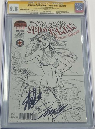 Spiderman Renew Your Vows 5 Sketch Signed Stan Lee Campbell Cgc 9.  8 Ss