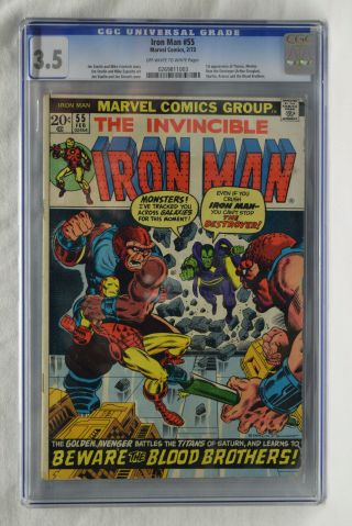 Iron Man 55 (1973) - Cgc 3.  5 Universal Grade - 1st Appearance Of Thanos & Drax