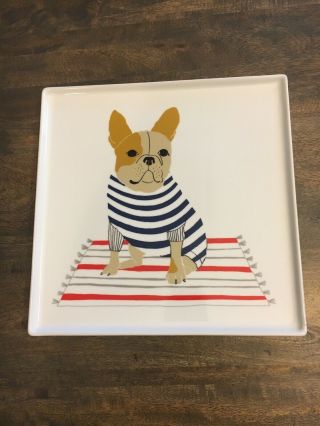 West Elm Claudia Pearson French Bulldog Square 9 " Plate