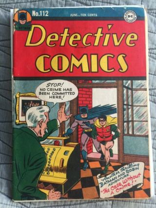 Rare 1946 Golden Age Detective Comics 112 Classic Cover Complete