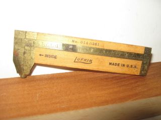 Vintage Lufkin No.  014 (136) Boxwood & Brass In/out Caliper Ruler Made In Usa.