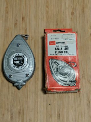 Vintage Sears Craftsman 50ft Chalk Line Plumb Bob 3773 Made In Usa /with Box