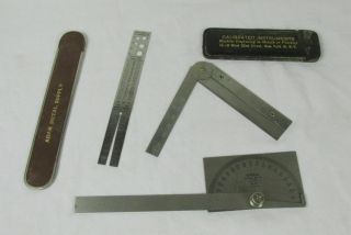 3 Vintage Machinist Tools,  Radius Gauge,  Executive Pocket Pal & Measure All Gage
