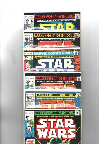 6 Star Wars Comics 1,  2,  4,  7,  9,  And 12 1st Prints
