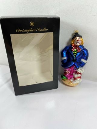 Christopher Radko Clown Christmas Ornament Large 7” W/box E6