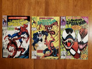 The Spider - Man 361 362 363 1st Prints (1992) Nm Intro.  Carnage