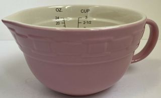 Longaberger Pottery Woven Traditions 3 Cup Measuring Bowl Pink Euc
