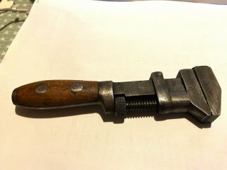 Very Old Wood Handle Adjustable Wrench