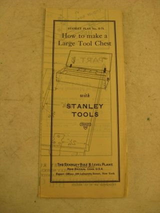 Stanley Tools Plan No.  S - 71 How To Make A Large Tool Chest
