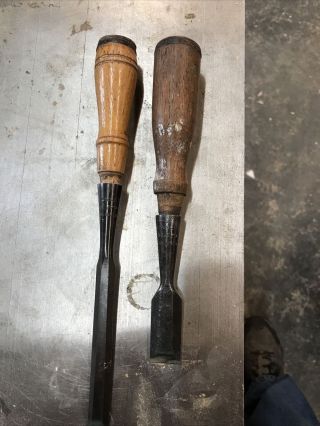 Vintage Stanley No.  720 Socket Chisels 3/4 " 1/2” With Wood Handle