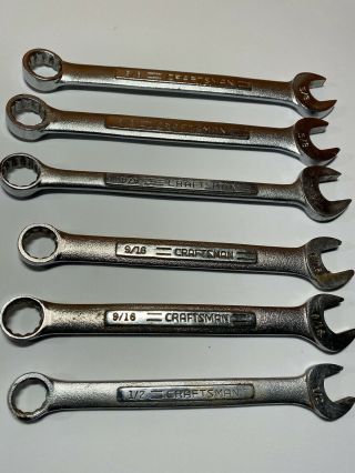 Vintage Craftsman 6 Pc Combination Wrench Set,  Sae,  V & Vv Series,  Usa