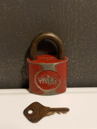 Vintage Rare Yale Padlock W/ Key - Red - Collectible Lock