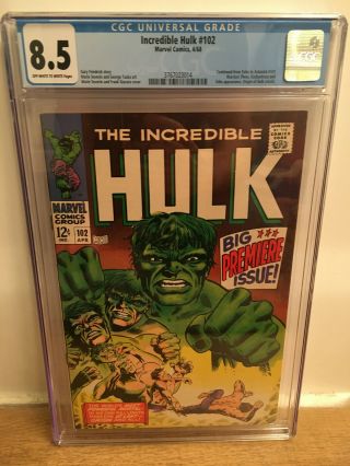 Incredible Hulk 102 Cgc 8.  5 Ow/w Pgs 1st Issue Origin Premiere Marvel Marvel