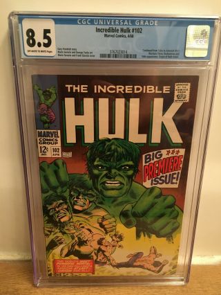 Incredible Hulk 102 CGC 8.  5 OW/W Pgs 1st Issue Origin Premiere Marvel Marvel 2