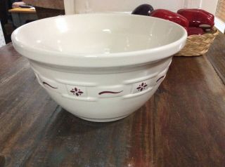 Longaberger Pottery Woven Traditions Red 3 Qt 10 " Mixing Bowl 10 " X 5 - 1/2 " Tall