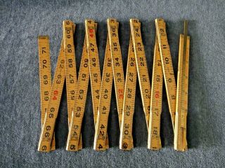 Vintage Craftsman 3931 72 " Folding Ruler Wood,  Brass Ends,  6 " Brass Extension