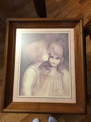 Home Interior Big Eyes Boy And Girl " First Kiss " Picture By Margaret Kane Homco