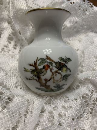 Herend Rothschild Bird Hand Painted Porcelain Miniature Vase 7193 2 - 1/2”