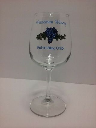 Heineman Winery Crystal Cave Etched 12 Oz Wine Glass Put In Bay Island Ohio