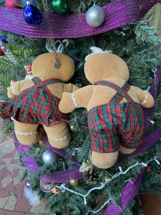 Holiday gingerbread couple (boy & girl) Stuffed Animal plush with plaid overalls 3