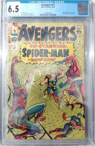 Avengers 11 Cgc 6.  5 Ow - W Pages - First Spider - Man Crossover