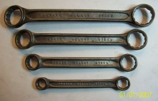 Vintage 4 Piece Indestro Box End Wrench Set,  Forged Select Steel Usa