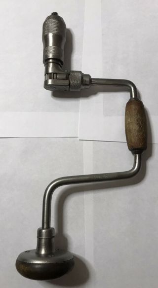 Vintage True Value 10 " Bit Brace Drill - Woodworking Ratcheting Auger Hand Drill