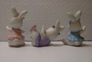 HOMCO Set of 3 White Little Girl Bunny Rabbits Playing Ballerina 1418 Retired 2
