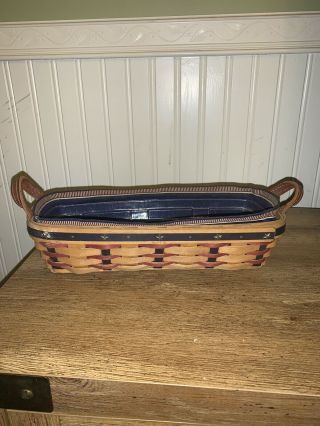 2003 Longaberger Proudly American Cracker Basket W/ Liner And Protector