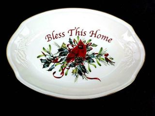 Lenox Winter Greetings By Catherine Mcclung Christmas Cardinal Oval Serving Tray