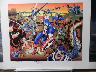 Marvel Captain America Litho 1990 Sdcc Jack Kirby Joe Simon Signed Special