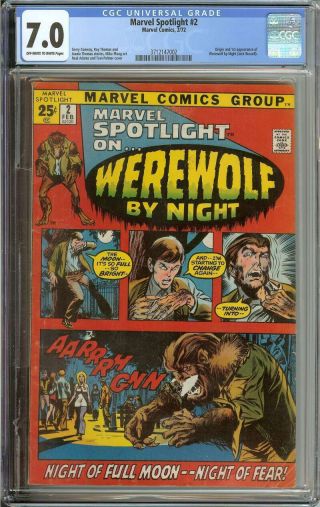 Marvel Spotlight 2 Cgc 7.  0 Ow/wh Pages // Origin,  1st App Of Werewolf By Night
