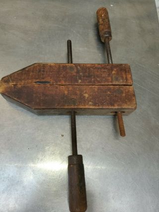 Vintage 10 " Wooden Wood Clamp Jorgensen Made By Adjustable Clamp Co.  Chicago Il