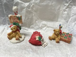 Cherished Teddies Christmas Mini Figurines (set Of 3)