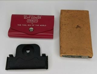 Vintage Stanley No.  373 3 - 1/2 " Butt Marker Usa In Pouch And Box