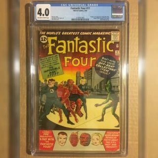 Fantastic Four 11 Cgc 4.  0 Ow/w Pages 1963 1st Appearance Of Impossible Man