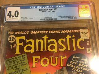 Fantastic Four 11 CGC 4.  0 OW/W Pages 1963 1st Appearance of Impossible Man 3