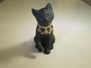 Lenox Black Sitting Cat With Jewled Necklace Figurine
