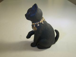 Lenox Black Sitting Cat With Jewled Necklace Figurine 2