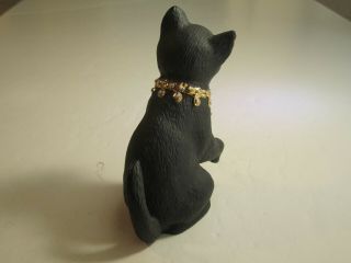 Lenox Black Sitting Cat With Jewled Necklace Figurine 3