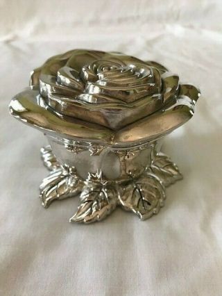 Vintage Godinger " Victorian Bouquets " Silver Plated Rose Jewelry/trinket Box