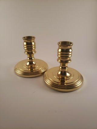 Baldwin Polished Brass Round Base Candlesticks - Approx.  3 " High