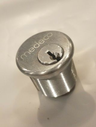 Medeco 1” Bright Brass Mortise Cylinder High Security Lock No Keys Locksmith