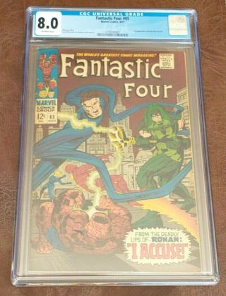 Fantastic Four 65 Cgc 8.  0 (vf) Ow,  1st Ronan The Accuser Marvel Silver Age